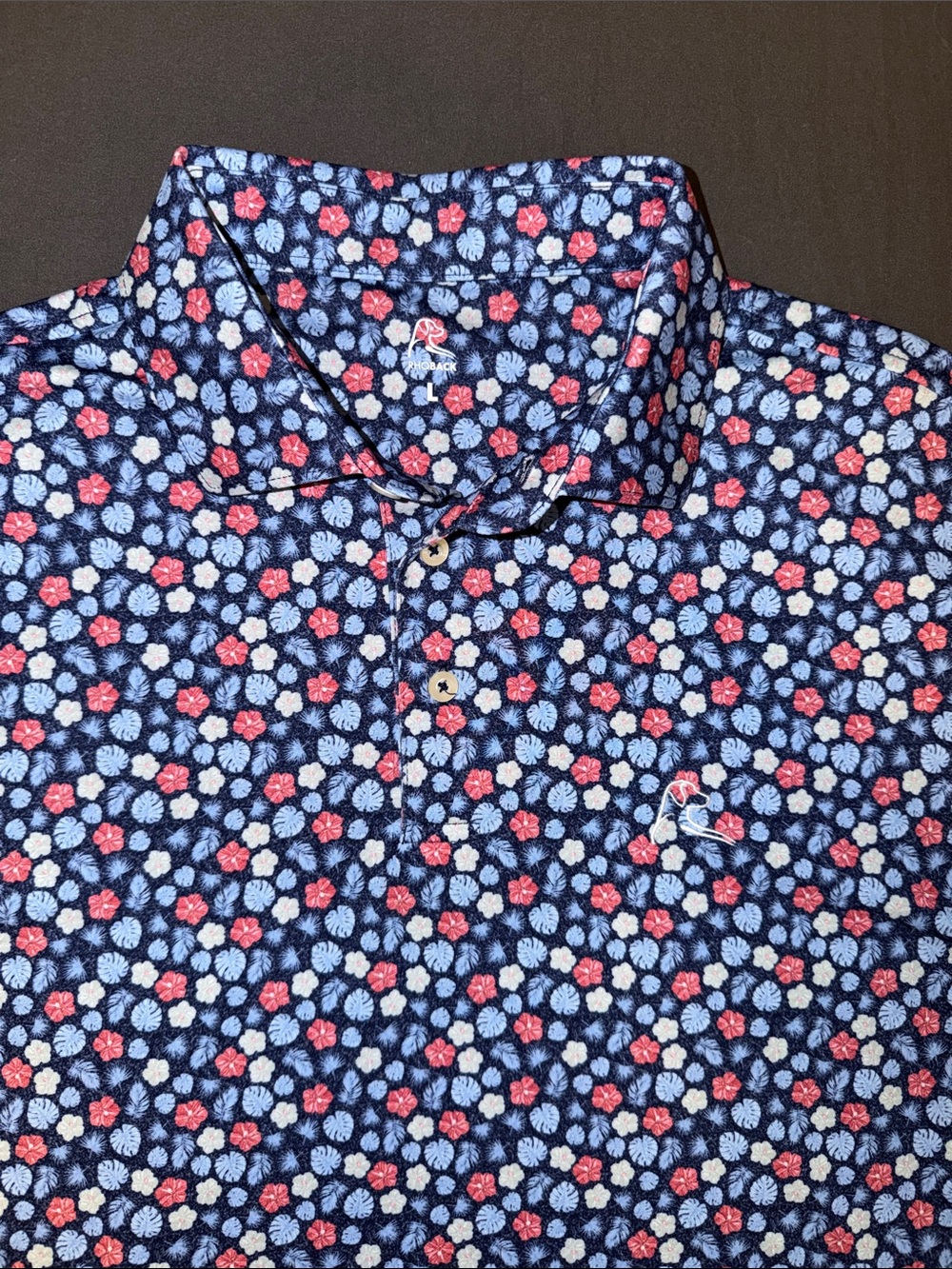 Rhoback The Red, White & Hibiscus Polo - Picture 3 of 3